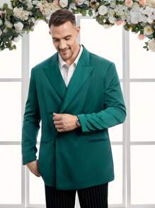 Manfinity VCAY Herren Große Größen Gewebe Lässig Blazer, für Herbst und Winter - Grün - Übersicht 3