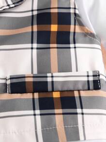 SHEIN Bộ quần áo vest, áo sơ mi kẻ caro 2 trong 1 phong cách học viện quý ông cho bé trai, mùa xuân/hè - Nhiều màu - Xem 4