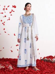 Divindia Vestido bohemio estampado para mujer
