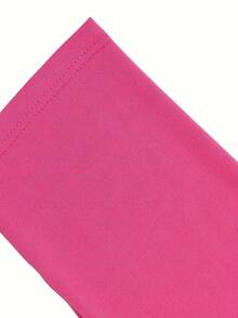 Set de 2 piezas con top con cuello asimétrico y bajo con abertura talla grande talla y pantalones rotos para mujer - Rosa Fucsia - Ver 4