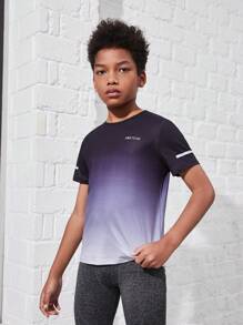 SHEIN Tween Boy Gradient Color T-Shirt - Black and White - View 5