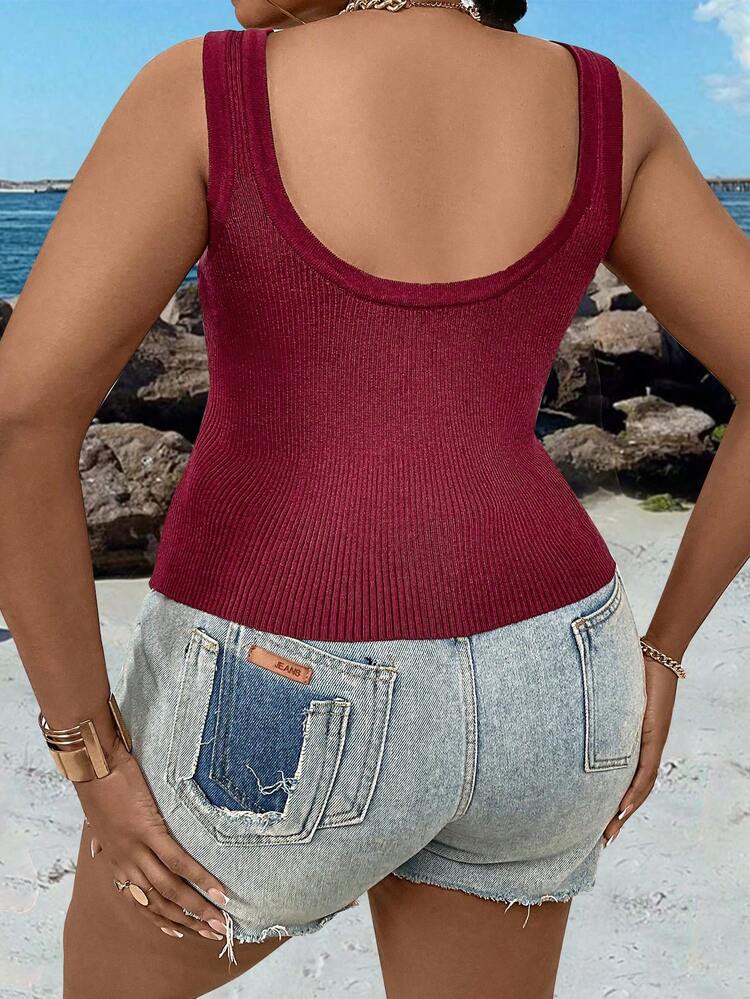 Plus Size Solid Color Knit Top