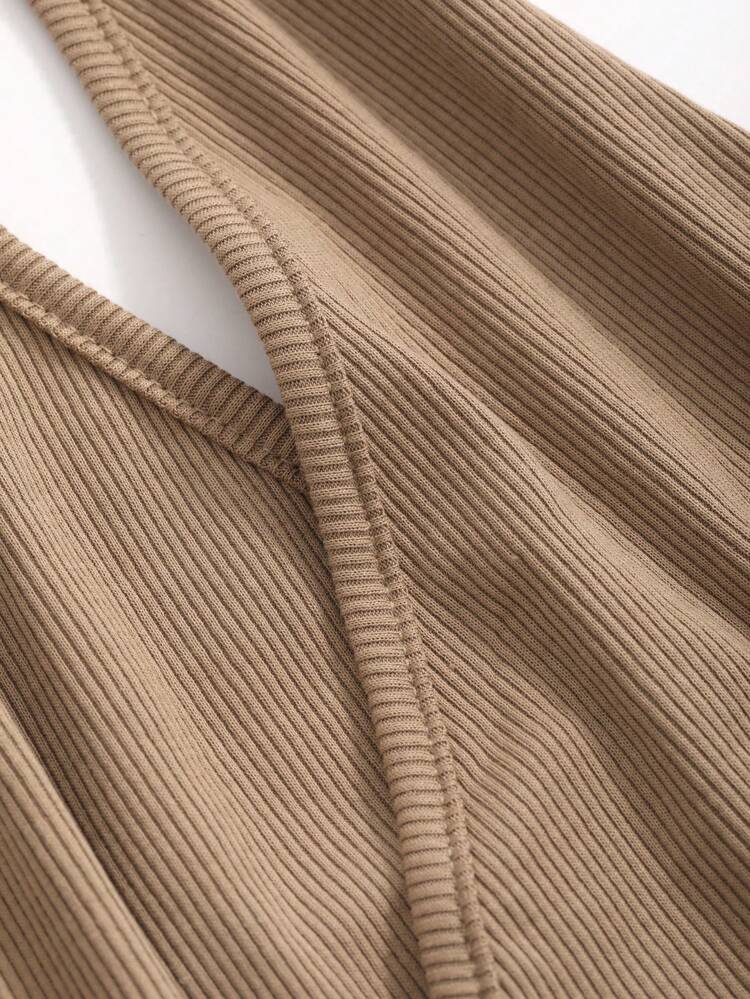 Women's Solid Color Ribbed Halter Tank Top Going Out Tops Crop Women Tops