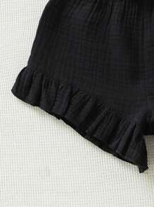 SHEIN Vintaside Kids 3入組/包嬰兒女孩純色荷葉邊短褲 - 彩色 - 查看 4