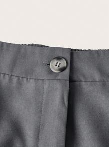 SHEIN EZwear Kích thước lớn Của phụ nữ Màu thuần Cargo Chân Váy xếp ly - Xám - Xem 3