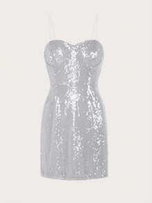 SHEIN Unity Vestido De Cuerpo Ajustado Sin Tirantes Con Brillos