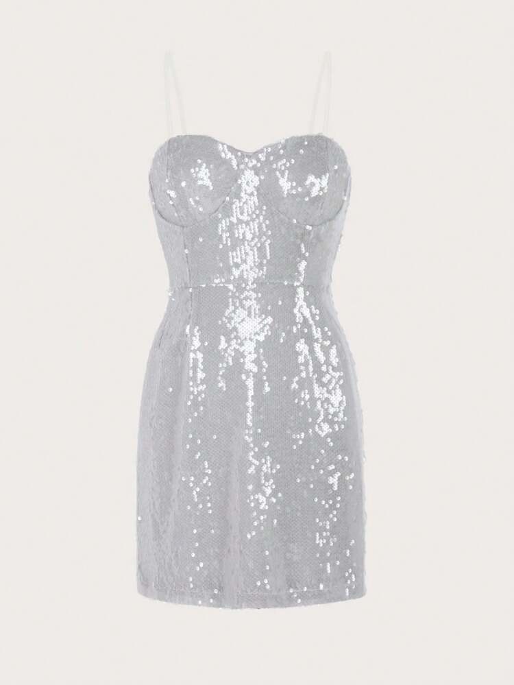 Glitter Strapless Bodycon Dress Sequin Sparkly Dress