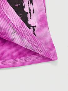 ROMWE Grunge Punk 女士涂鸦扎染背心，学校风 - 粉色 - 查看 4