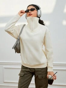 Street Sport 女款落肩袖半拉鍊運動衫