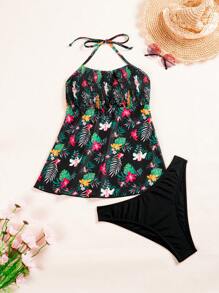 SHEIN Swim Women's Printed Random Pattern Cami Tankini Top Summer - Multicolor - View 6