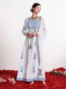 Divindia Vestido bohemio estampado para mujer