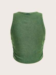 SHEIN EZwear Women's Knitted Slim Fit Sleeveless Tank Top - Green - View 2
