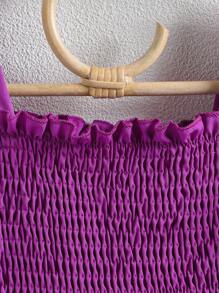 Elladie kids Young Girl Solid Color Shirred Dress - Purple - View 5