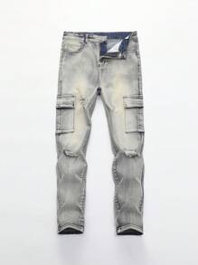 Thiếu niên Con trai Phong cách đường phố Retro Denim mùa giặt Denim Quần jean - Rửa nhẹ - Xem 1