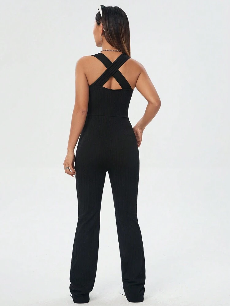 Women's Plain Sleeveless Jumpsuit