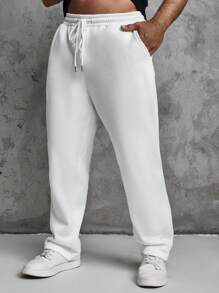 Manfinity Homme Pantalon De Jogging Grande Tailles Pour Hommes, Unicolore Couleur Avec Cordon De Serrage À La Taille