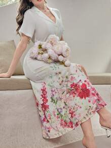 Modelyn Đầm Maxi In Hoa Cài Nút Phía Trước Cho Nữ Kèm Thắt Lưng Trang Phục Nữ - Hồng - Xem 6