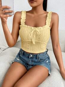 SHEIN EZwear Square Neckline Ribbed Knit Tight Fitted Tank Top With Thick Shoulder Straps