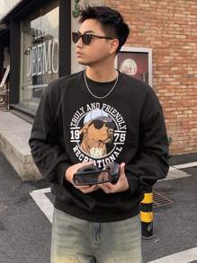 DAZY Men'S Animal Letter Print Sweatshirt,Fall Clothes - Black - View 1