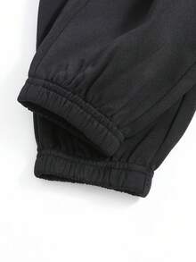 SHEIN 1 Miếng Chàng trai trẻ Giải trí Phong cách Học viện Mềm mại , Thoải mái Và Đơn giản Quần , Phong cách đường phố , Thích hợp Cho mùa xuân , Mùa hè Và Mùa thu - màu đen - Xem 5