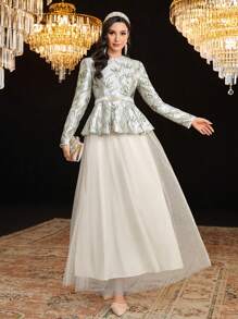 Modelyn Robe élégante de style arabe en maille pour femmes, robe de soirée élégante pour soirée, robes de soirée longues