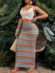 SOLERSUN 女士几何图案美人鱼裙 女装秋季必备 - 彩色 - 查看 5