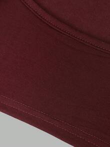 EURMUSE Quý cô Chất rắn Có màu sắc Cổ thuyền Không lưng Áo thun - Màu Đỏ Sâu - Xem 5