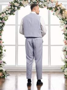 Manfinity VCAY Men's Plus Size Grid Single-Breasted Suit Vest And Pants
