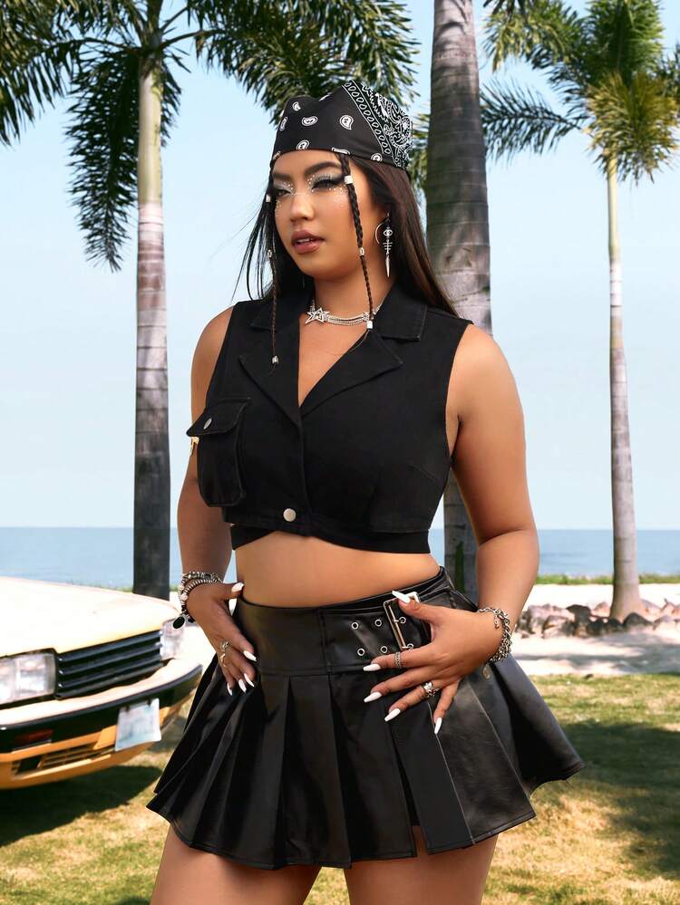 Plus Size Denim Sleeveless Top