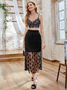 GENKIRA Women's Embroidered Black Midi Length Skirt - Multicolor - View 4