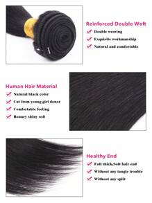 1 pieza Paquete de cabello humano liso, color negro natural, de 10 a 28 pulgadas, extensiones de cabello humano Remy para mujeres