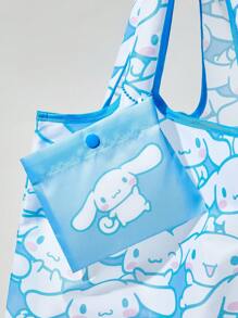 HELLO KITTY AND FRIENDS | SHEIN Cute Rabbit Printed Foldable Portable Shopping Bag - Baby Blue - View 3