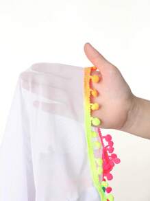 SHEIN Young Girl Cover Up With Colorful Ball Embellishment Summer Holiday