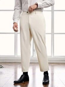 Manfinity VCAY 男士編織休閒褲,斜口袋設計 - 杏色 - 查看 4