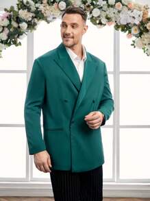 Manfinity VCAY Herren Große Größen Gewebe Lässig Blazer, für Herbst und Winter - Grün - Übersicht 5