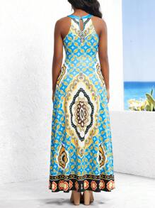 SHEIN Lady Vestido Flojo Y Sin Mangas Con Estampado Floral Y Huecos