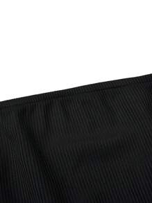 SHEIN Clasi Plus Size Solid Color Mesh Spliced Strapless Dress - Black - View 3