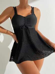 SHEIN Swim Ladies' Solid Color Bikini Set Summer