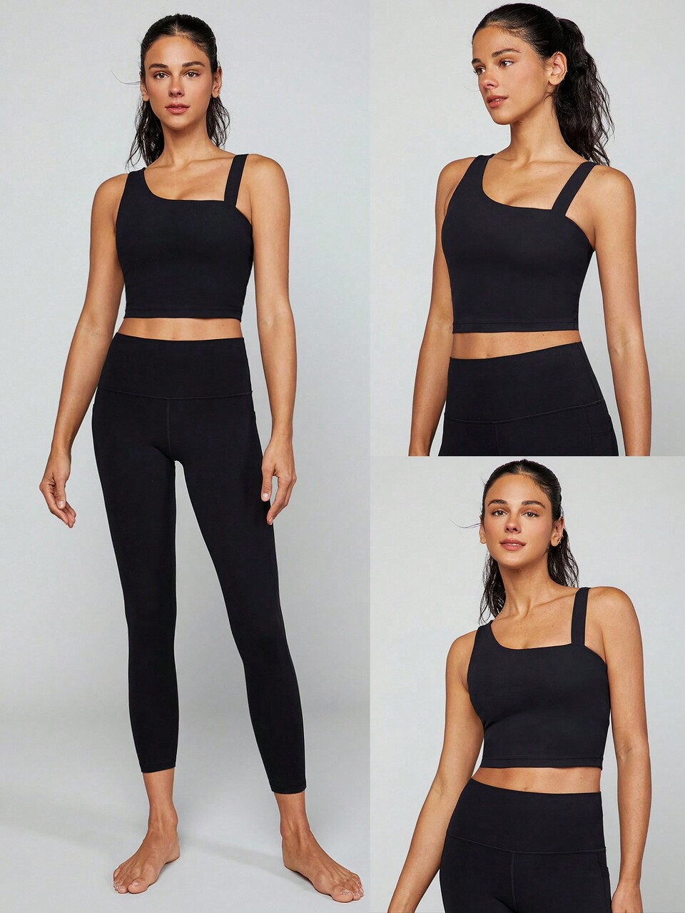 Featherfit ™ O Melhor Sutiã Esportivo Com Alça Assimétrica Elástica, Com Suporte Leve Em Tanque Ativo