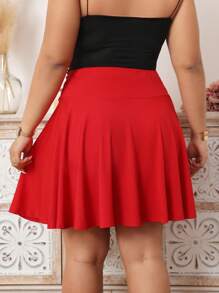 Elenzga 大码女式飘逸短裙，适合新年服装 - 紅色 - 查看 2