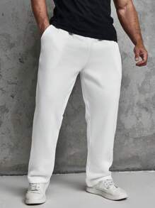 Manfinity Homme Pantalon De Jogging Grande Tailles Pour Hommes, Unicolore Couleur Avec Cordon De Serrage À La Taille