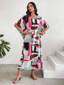 Al Najma 幾何印花蝙蝠袖土耳其長袍