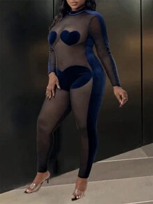 Slaydiva Lencería de talla grande Slayr con escote con forma de corazón y transparente, un conjunto sexy para una cita en el Día de San Valentín