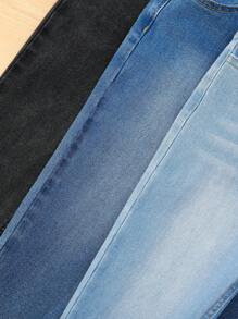 SHEIN Vintaside Kids Young Boy 3pcs/Set Stretchy Tapered Jeans, School, Campus, College Chic Outfits For Autumn/Winter - Multicolor - View 3