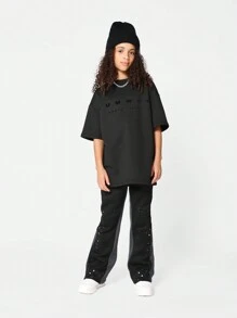 SUMWON T-shirt premium oversize avec imprimé floqué pour préadolescentes