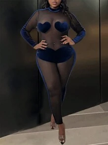 Slaydiva Lencería de talla grande Slayr con escote con forma de corazón y transparente, un conjunto sexy para una cita en el Día de San Valentín