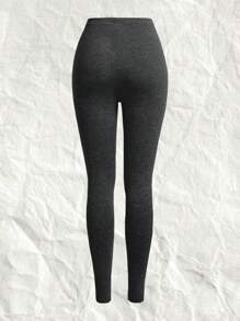 SHEIN EZwear Chất rắn Có màu sắc Đan Thon gọn Xà cạp Đối với phụ nữ - Màu xám đen - Xem 5