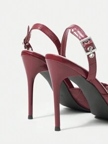 CUCCOO SZL Fashionable Women'S Pointed Toe High Heel Pumps With Textured Stone Pattern Design - Burgundy - View 10