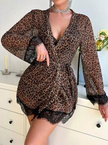 SHEIN 4pcs Sexy Lingerie Set, Including Wire-Free Bra, Boyshorts Briefs, Robe And Waistbelt Sexy Pajama Setsexy Night Wearsexy Nightwearlingerie 2 Pieces Setsexy Lingerie Dress - Multicolor - View 3