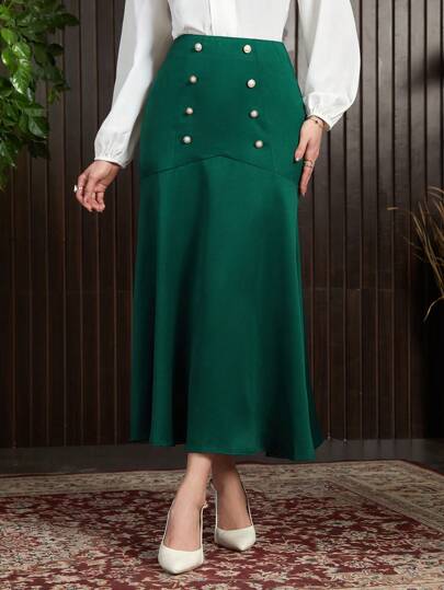 Modelyn Women's Double-Breasted A-Line Skirt